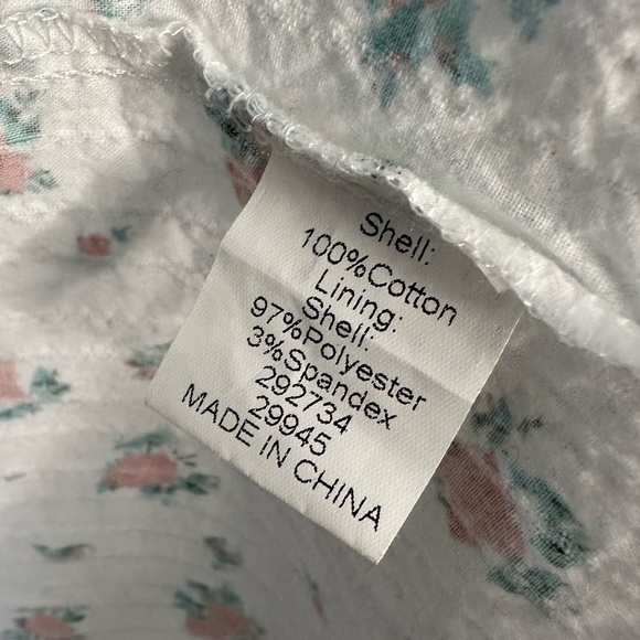 White Floral Button Down Belted Shirt Dress Size M - Picture 6 of 7